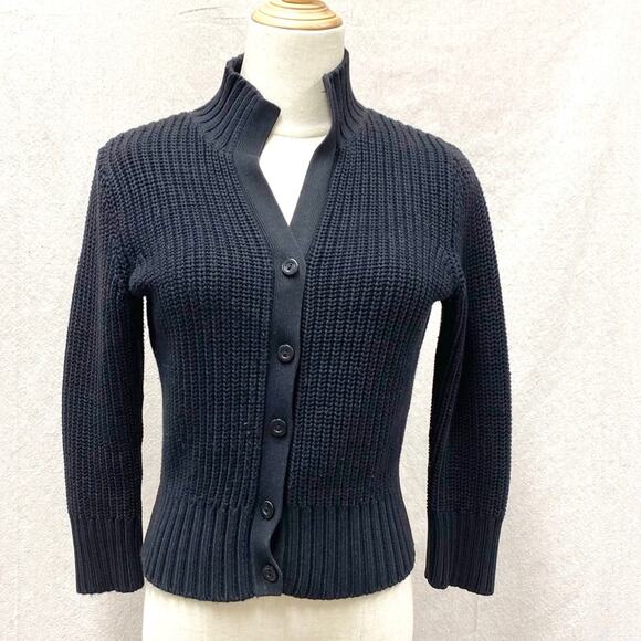Talbots‎ Petites black knit 3/4 sleeve cropped cardigan sweater Size Petite - Picture 1 of 15